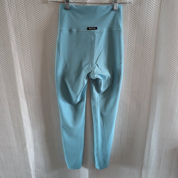 Michi Ray Legging Island Blue Criss Cross Waistband Size XS Gym Workout Yoga - Picture 3 of 9